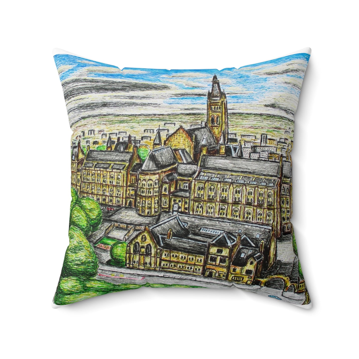 Polyester Square Pillow- Glasgow University