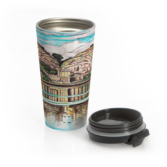 Stainless Steel Travel Mug- Dumbarton Castle, Scotland Design