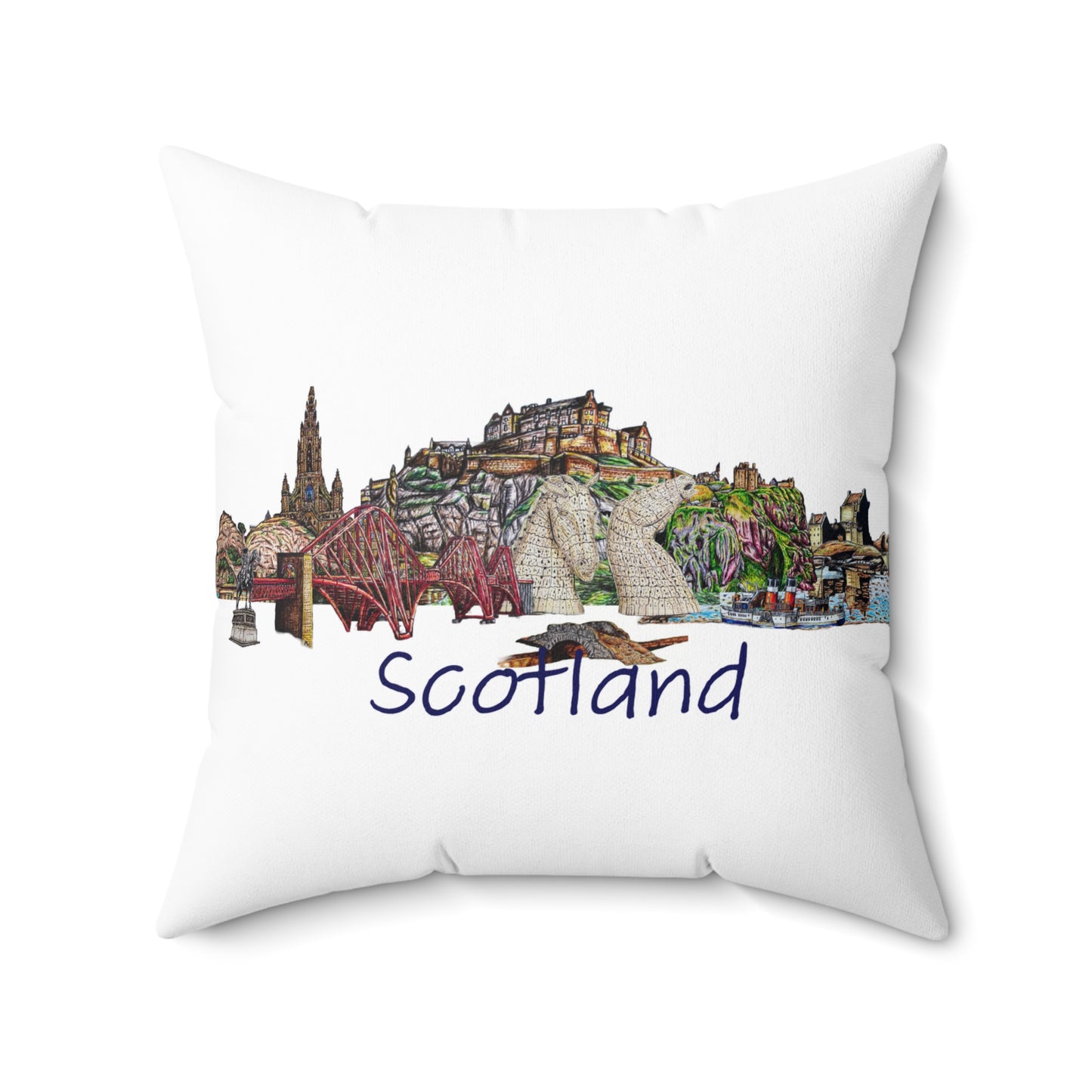 Polyester Square Pillow- The Scotland Landmark Design