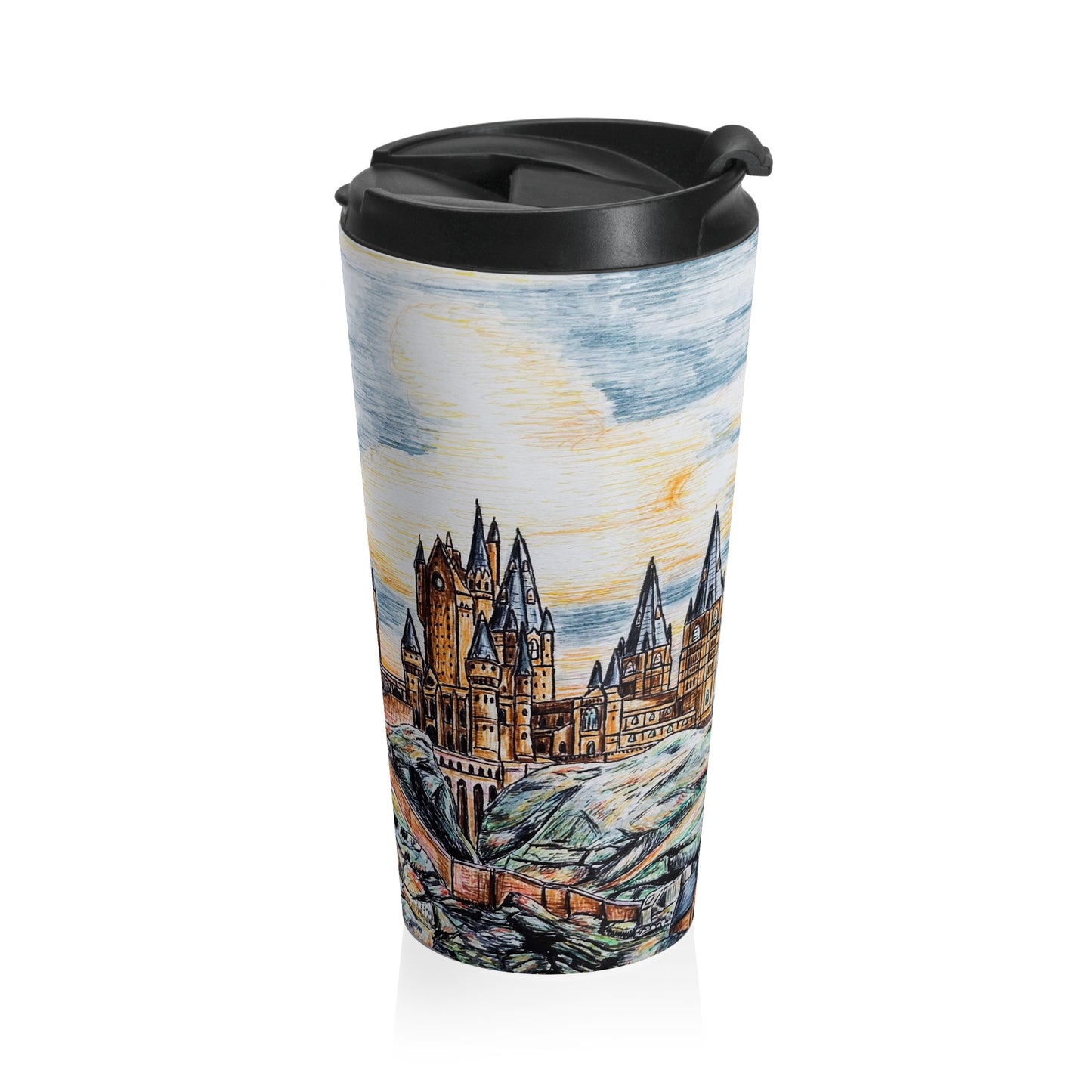 Stainless Steel Travel Mug- Harry Potter, Hogwarts Design