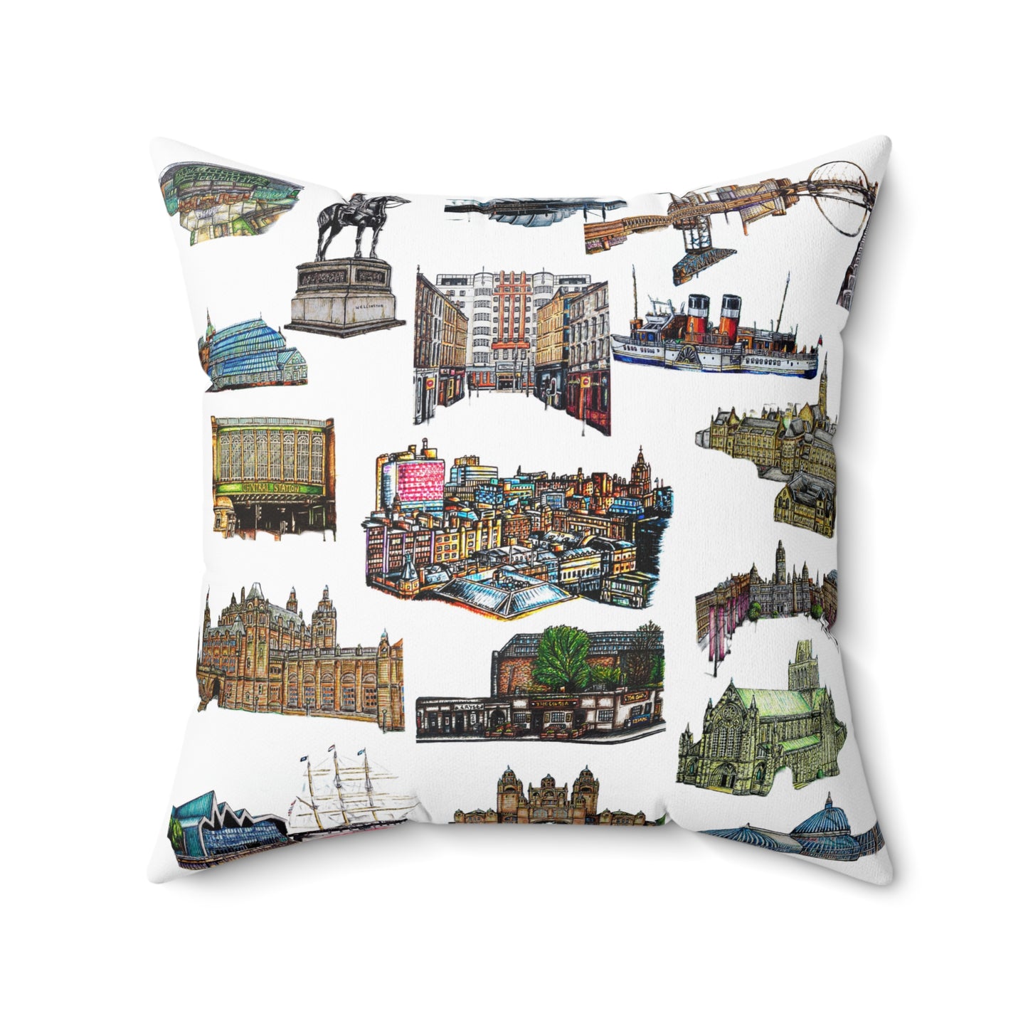 Polyester Square Pillow- The Glasgow Design