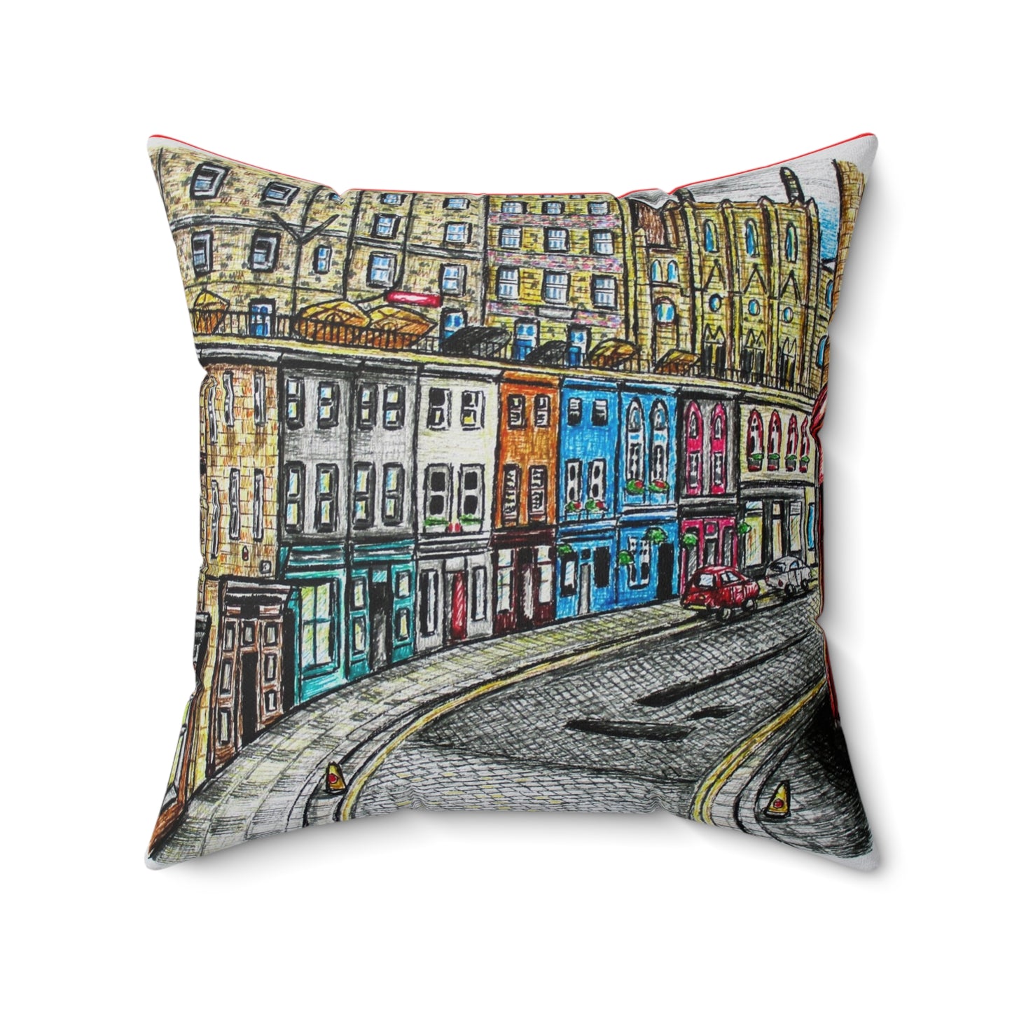 Polyester Square Pillow- Edinburgh Victoria Street Design