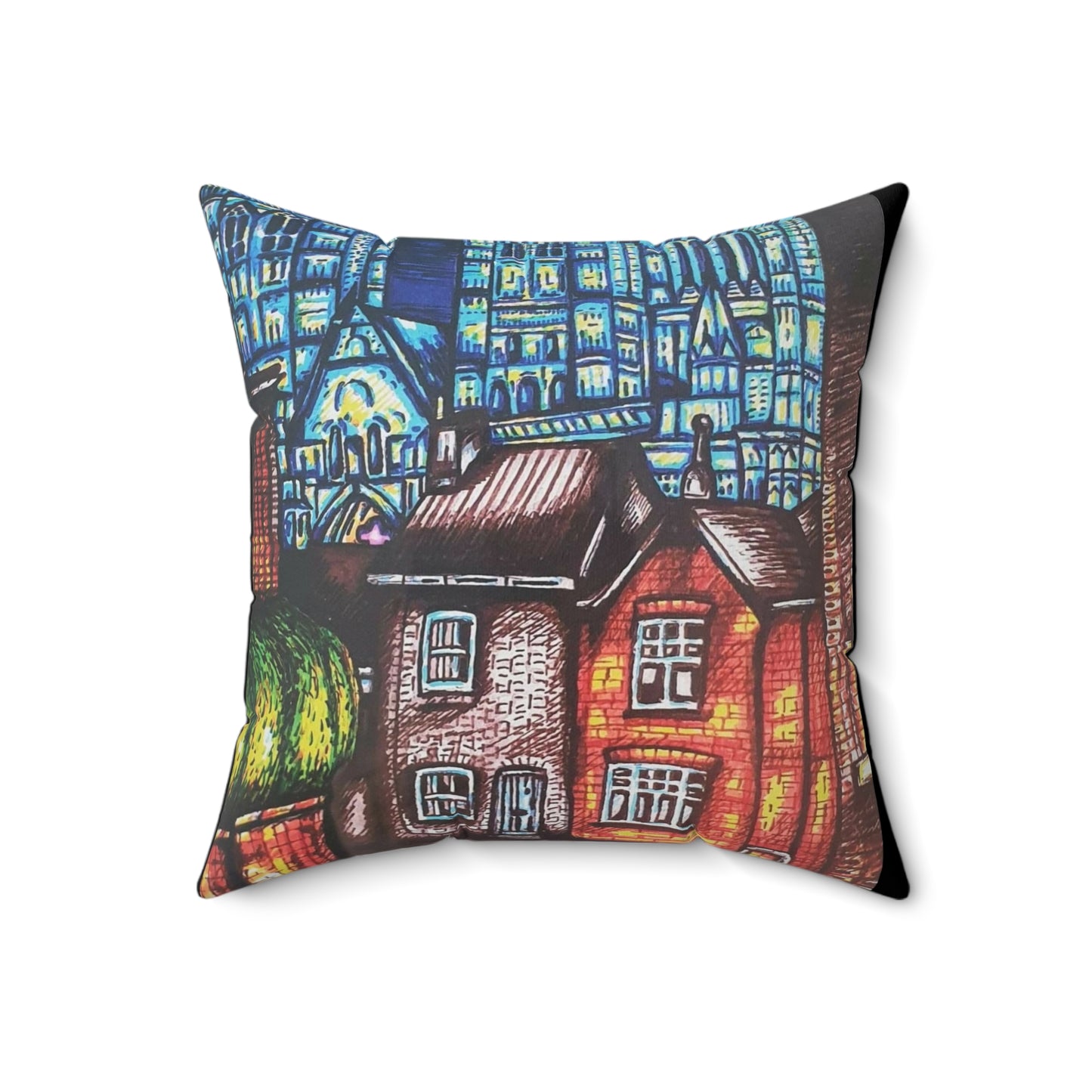 Polyester Square Pillow- Lincoln Cathedral Design
