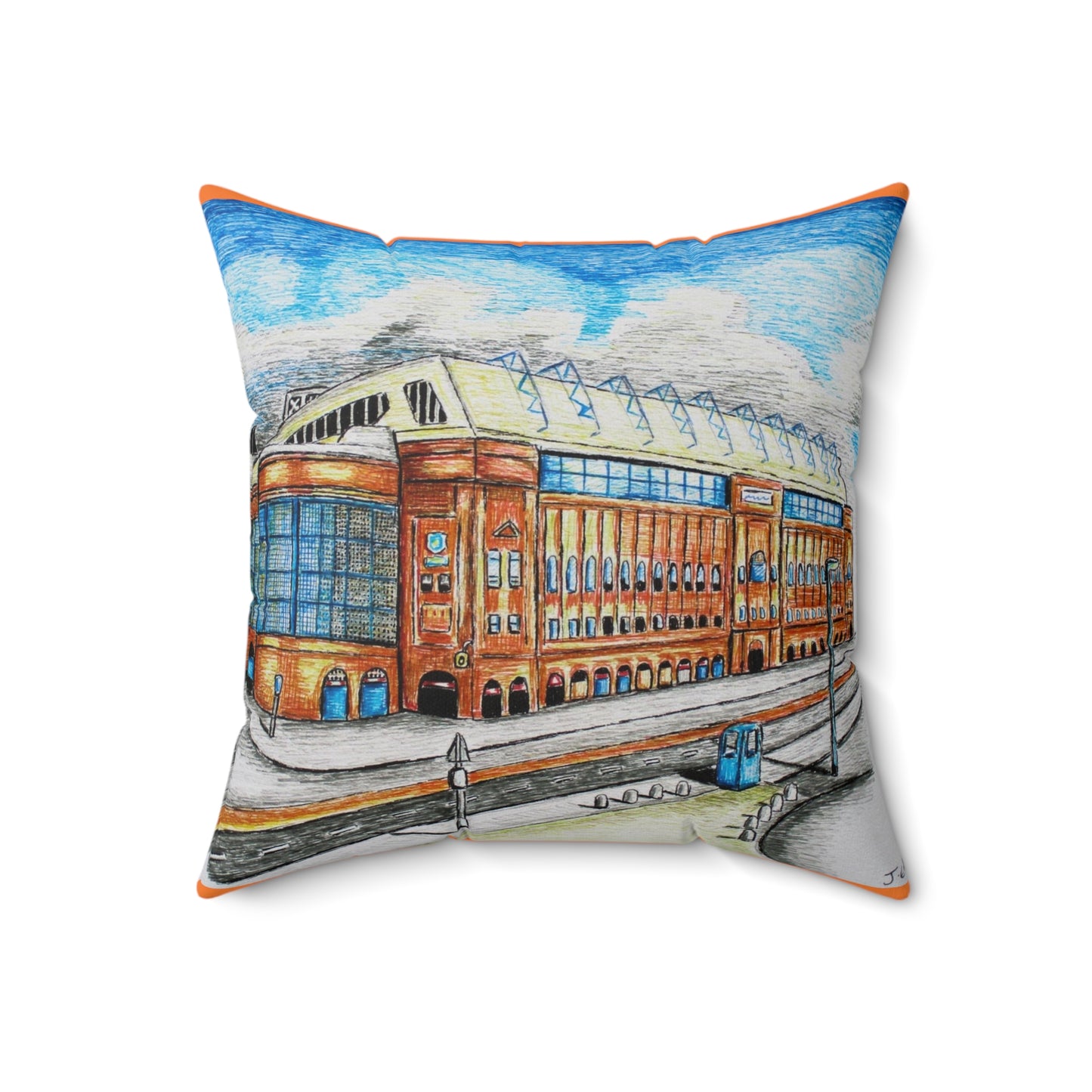 Polyester Square Pillow- Ibrox Stadium Design