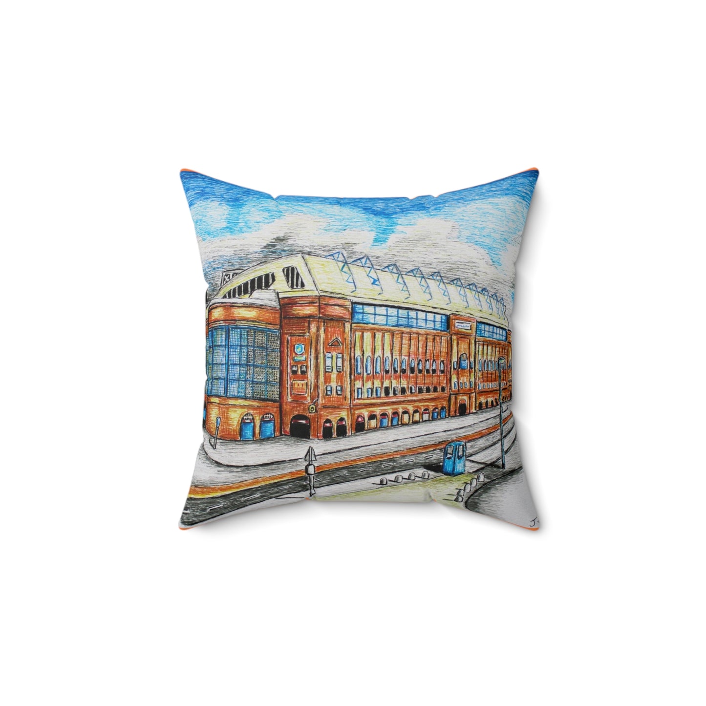 Polyester Square Pillow- Ibrox Stadium Design