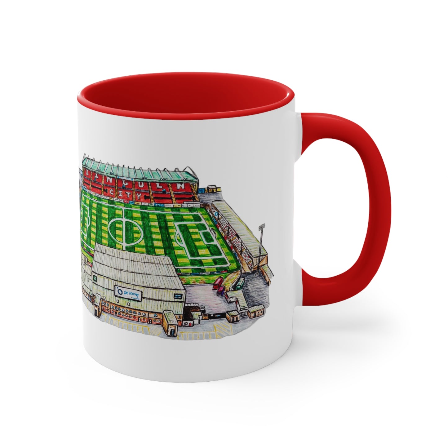 Coffee Mug, 11oz- Lincoln FC, Sincil Bank stadium Design (birthday Gift, football, art, Home decor, xmas gift, cup)