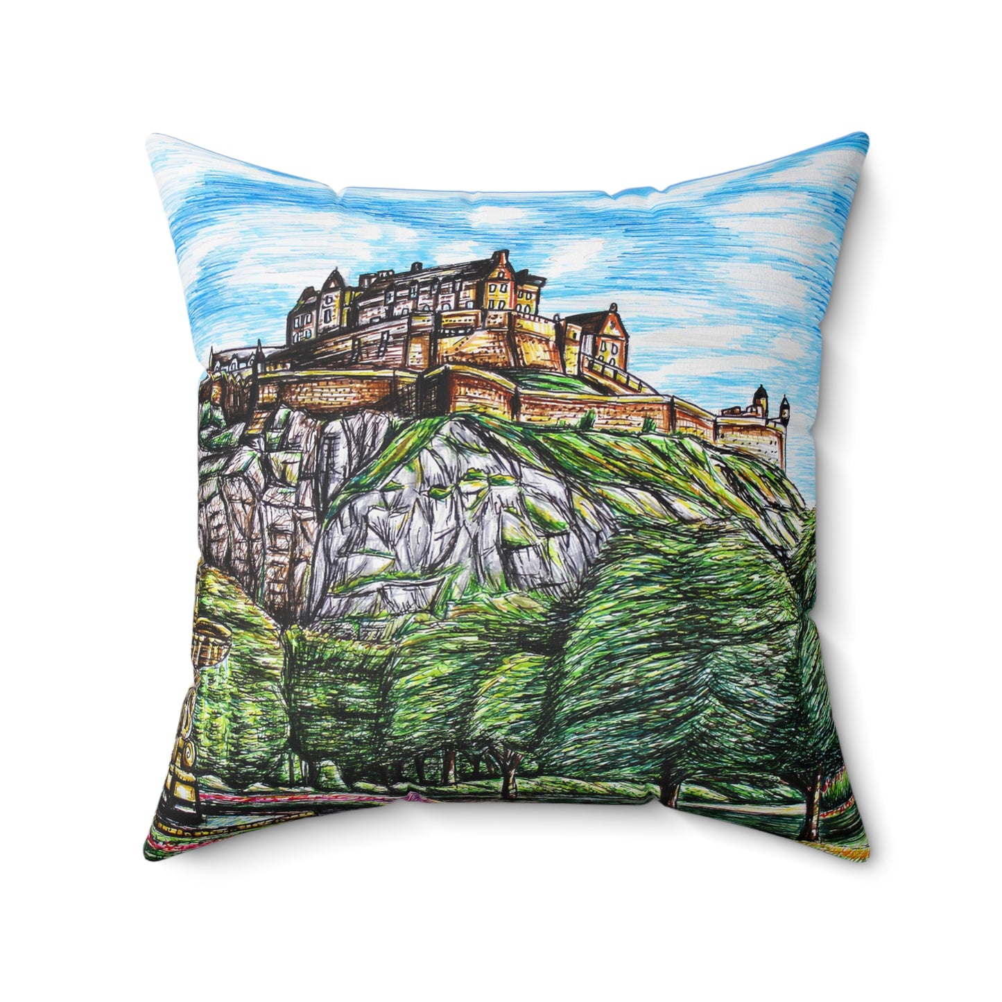 Polyester Square Pillow- Edinburgh Castle