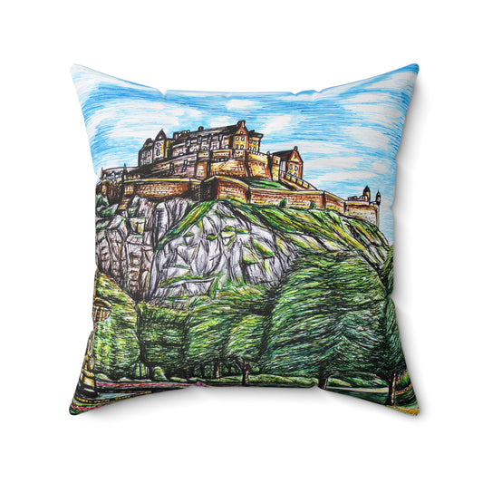 Polyester Square Pillow- Edinburgh Castle
