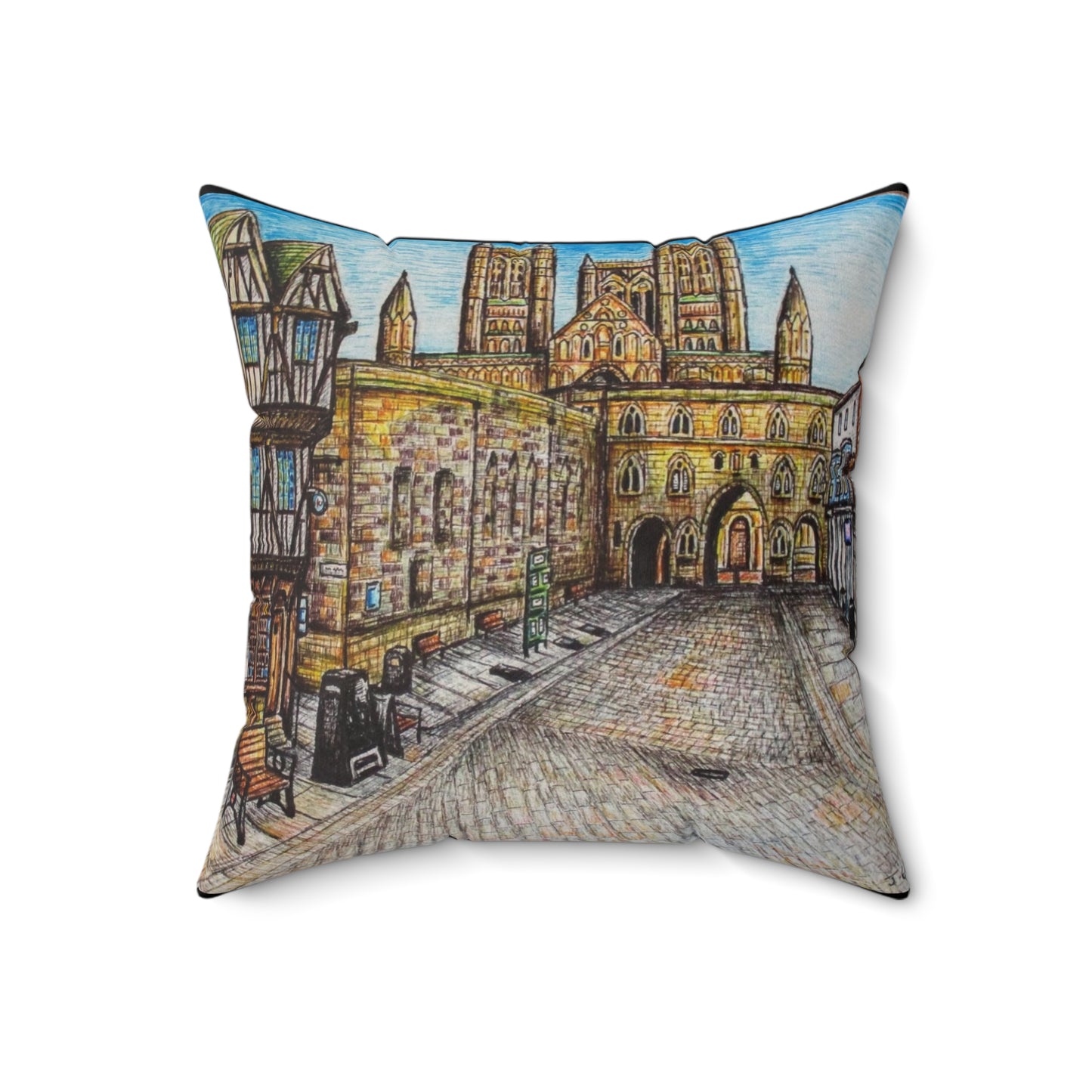 Polyester Square Pillow- Lincoln Castle Square Design