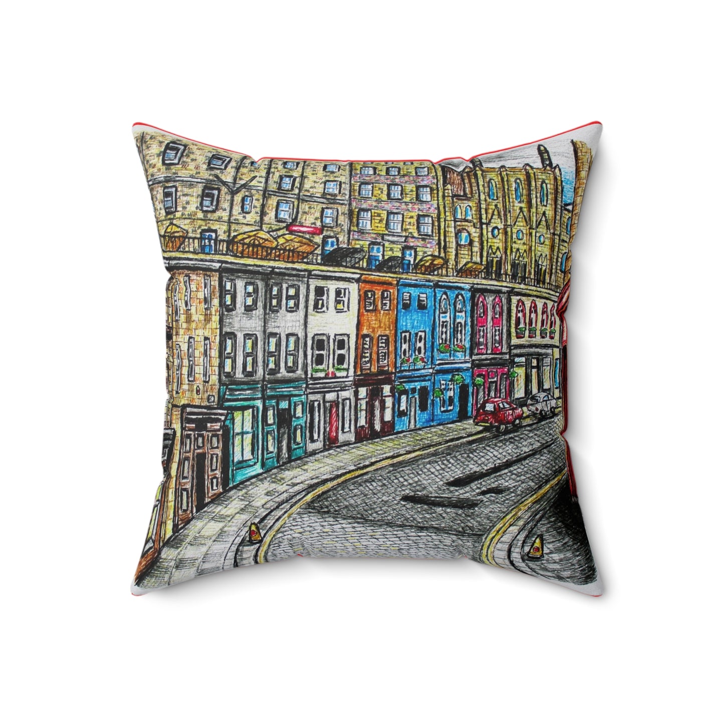 Polyester Square Pillow- Edinburgh Victoria Street Design