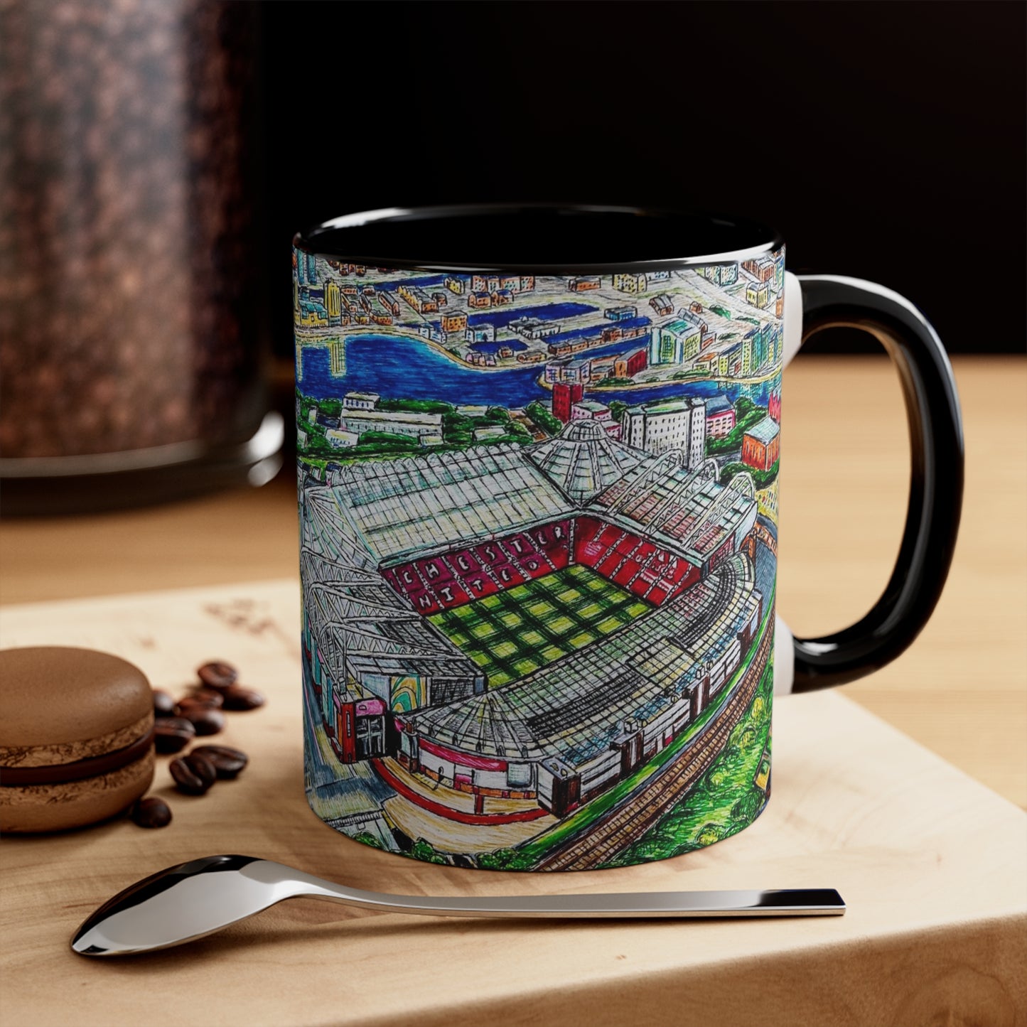 Ceramic Coffee Mug, 11oz- Manchester FC Design (birthday gift, coffee, football, Old Trafford, home, drinkware, print)