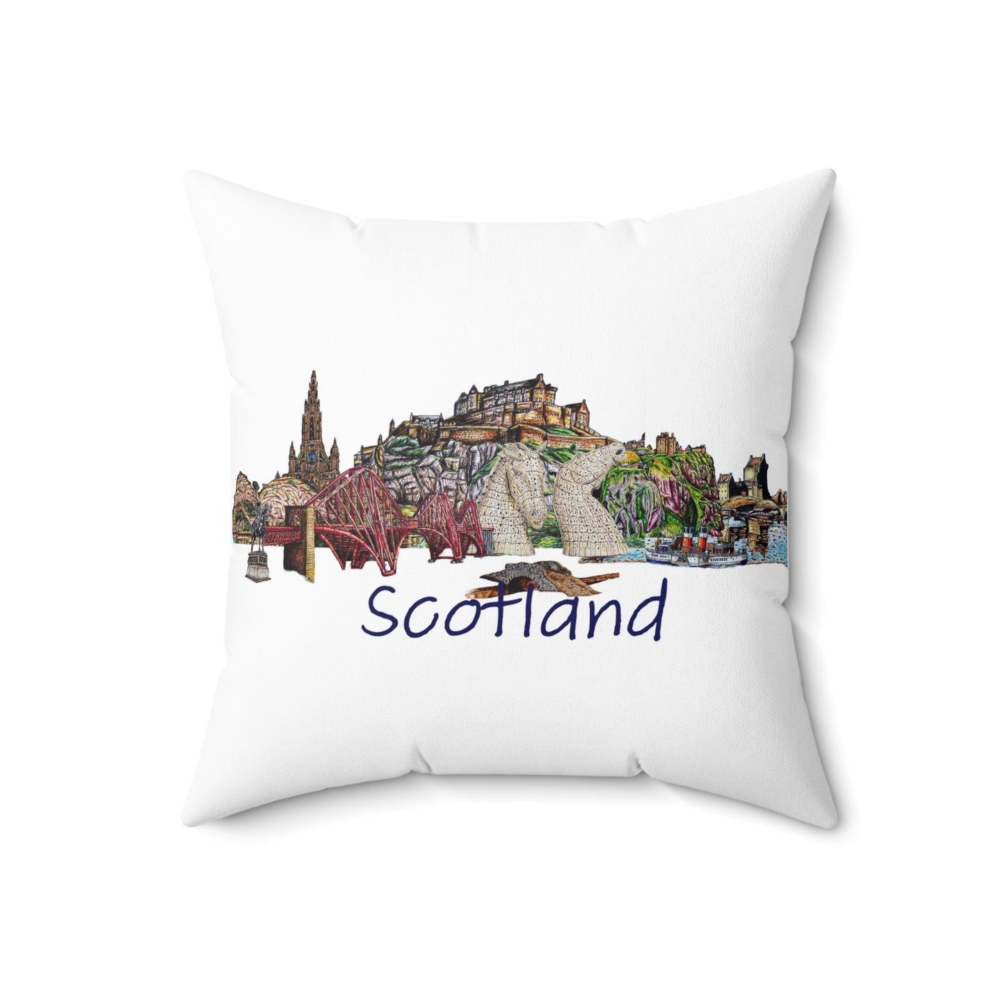 Polyester Square Pillow- The Scotland Landmark Design