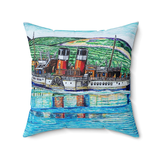 Polyester Square Pillow- Waverley Paddle Steamer Design